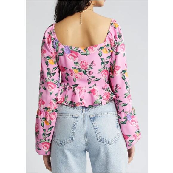 New ~ VERO MODA ~  Nya Print Crop Peplum Top Size XL SPRING SUMMER - Picture 3 of 8